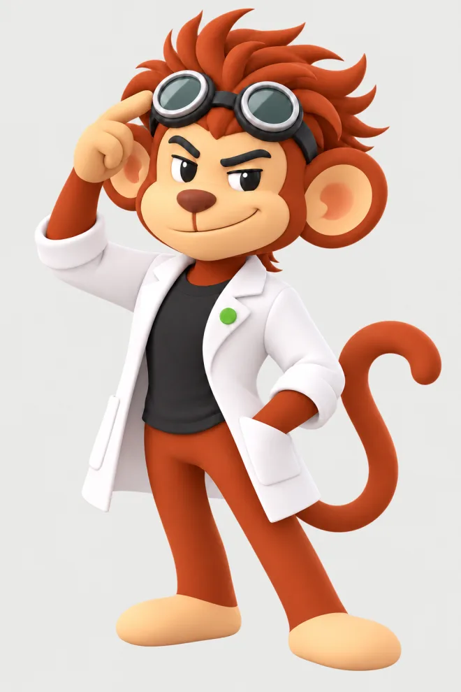 Macaco cientista, mascote da Monkey Labs
